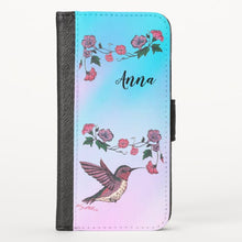 Load image into Gallery viewer, Hummingbird & Flowers  - iPhone Wallet Case