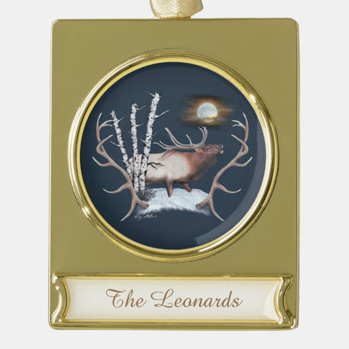 Bull Elk Silhouette - Banner Ornament