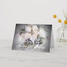 Load image into Gallery viewer, White &amp; Silver Christmas Poinsettia  -Christmas Card