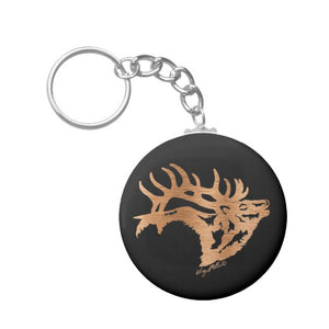 Bull Elk Silhouette - Keychain