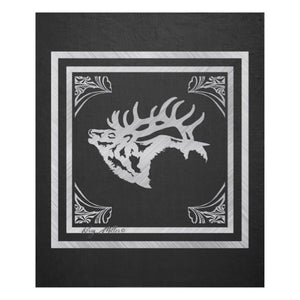 Bull Elk Silhouette - Fleece Blanket