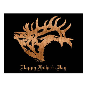 Bull Elk Wood Silhouette - Postcard