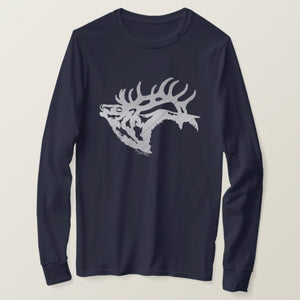 Bull Elk Silhouette - Long Sleeve T-Shirt