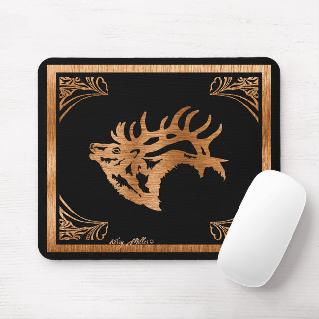 Bull Elk Silhouette - Mouse Pad