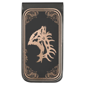 Bull Elk Silhouette - Gunmetal Finish Money Clip