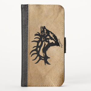 Bull Elk Silhouette - iPhone Wallet Case