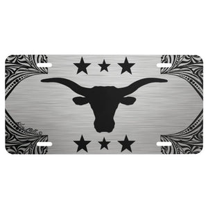 Longhorn Steer Silhouette - License Plate