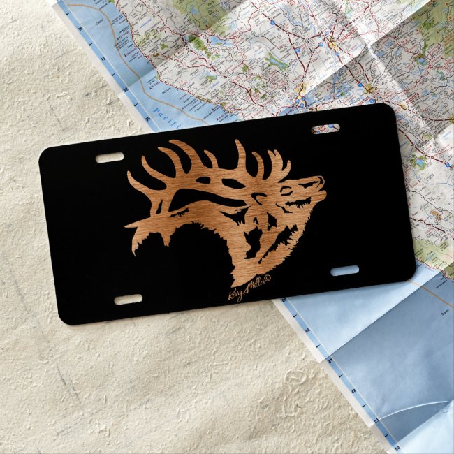 Bull Elk Silhouette - License Plate