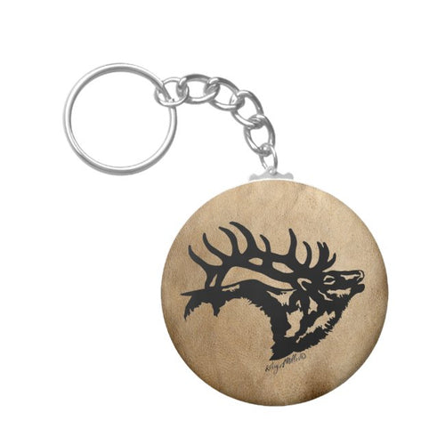 Bull Elk Silhouette - Keychain