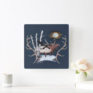 Bull Elk - Square Wall Clock