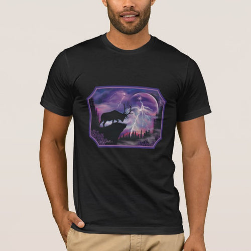 Bull Elk In Lightning Storm - T-Shirt