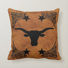 Load image into Gallery viewer, Longhorn Steer Silhouette - Throw Pillow