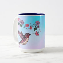 Load image into Gallery viewer, Hummingbird and Flowers - Two-Tone Coffee Mug