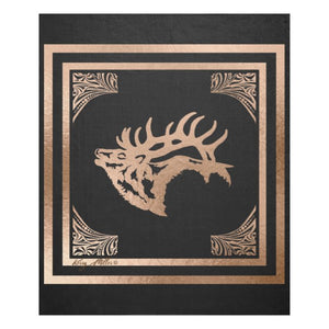 Bull Elk Silhouette - Fleece Blanket