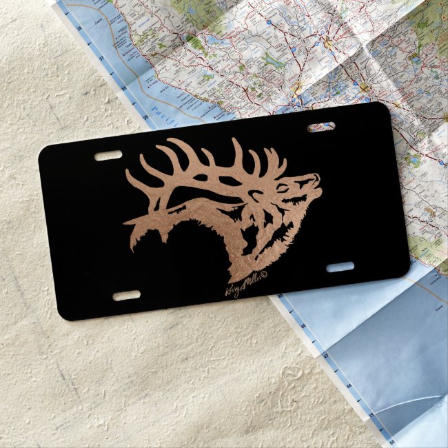 Bull Elk Silhouette - License Plate