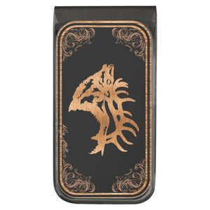 Bull Elk Silhouette - Gunmetal Finish Money Clip