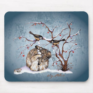 Bunny & Snow Birds - Mouse Pad