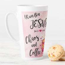 Load image into Gallery viewer, I Run On Jesus, Chaos and Coffee - Latte Mug