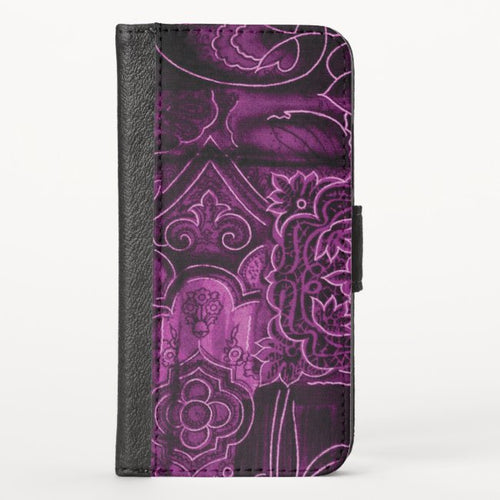 Purple Floral - iPhone Wallet Case