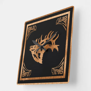 Bull Elk Silhouette - Square Wall Clock