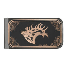 Load image into Gallery viewer, Bull Elk Silhouette - Gunmetal Finish Money Clip