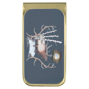 Bull Elk - Gold Finish Money Clip