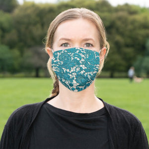 Teal Floral Embroidery - Cloth Face Mask