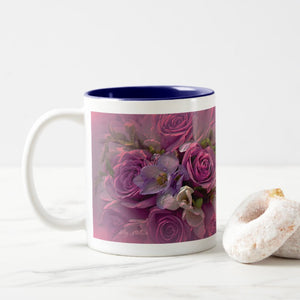 Pink Roses - Two-Tone Coffee Mug