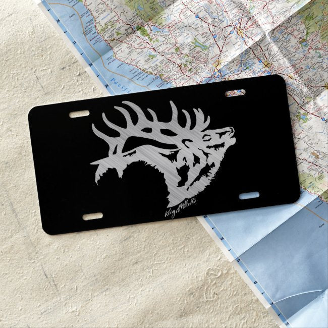 Bull Elk Silhouette - License Plate