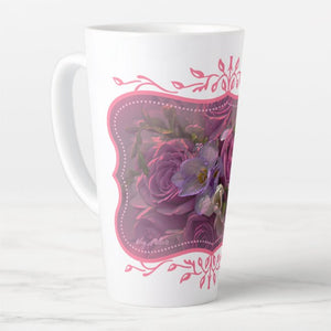 Pink And Purple Roses - Latte Mug