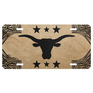 Longhorn Steer Silhouette - License Plate