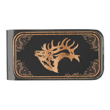 Load image into Gallery viewer, Bull Elk Silhouette - Gunmetal Finish Money Clip