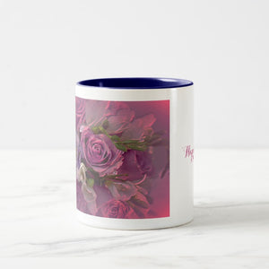 Pink Roses - Two-Tone Coffee Mug