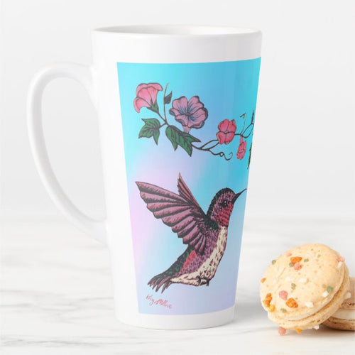 Hummingbird & Flowers - Latte Mug