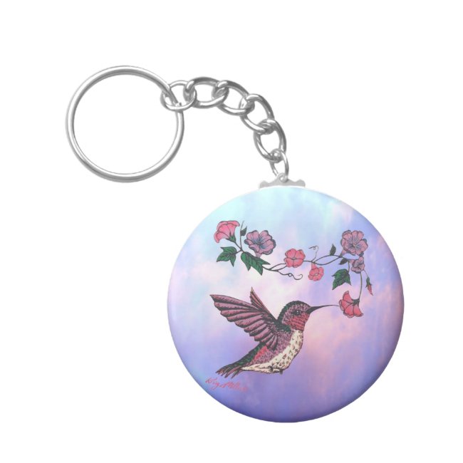 Hummingbird and Flowers - Keychain