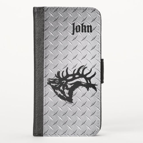 Bull Elk Silhouette - iPhone Wallet Case