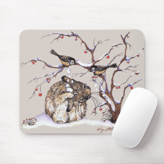 Bunny & Snow Birds - Mouse Pad