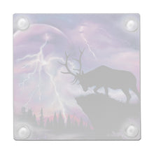 Load image into Gallery viewer, Bull Elk In Lightning Storm - Glass Coaster