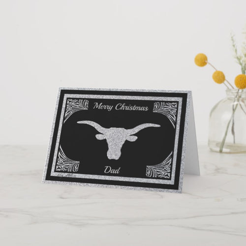 Longhorn Steer Silhouette - Christmas Card