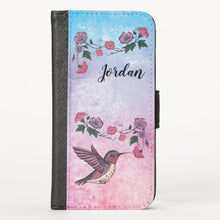 Load image into Gallery viewer, Hummingbird &amp; Flowers - iPhone Wallet Case