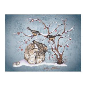 Bunny & Snow Birds - Fleece Blanket