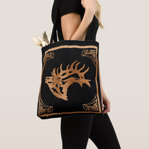 Bull Elk Silhouette - Tote Bag