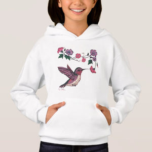 Hummingbird & Flowers - Kid's Hoodie Sweatshirt