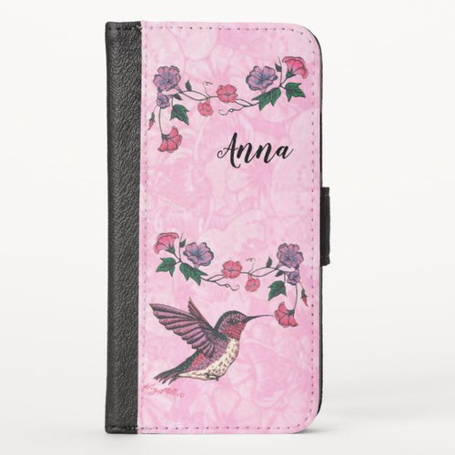 Hummingbird & Flowers - iPhone Wallet Case