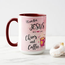 Load image into Gallery viewer, I Run On Jesus, Chaos and Coffee - Coffee Mug