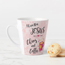 Load image into Gallery viewer, I Run On Jesus, Chaos and Coffee - Latte Mug