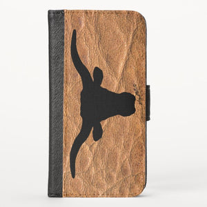 Longhorn Steer Silhouette - iPhone Wallet Case