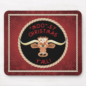 Longhorn Steer - Christmas Mouse Pad