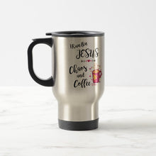 Load image into Gallery viewer, I Run On Jesus, Chaos and Coffee - Travel Mug