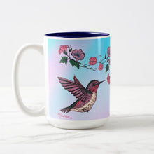 Load image into Gallery viewer, Hummingbird and Flowers - Two-Tone Coffee Mug